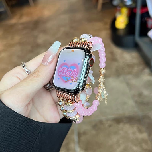 Chic Blush Beaded Strap for Apple Watch