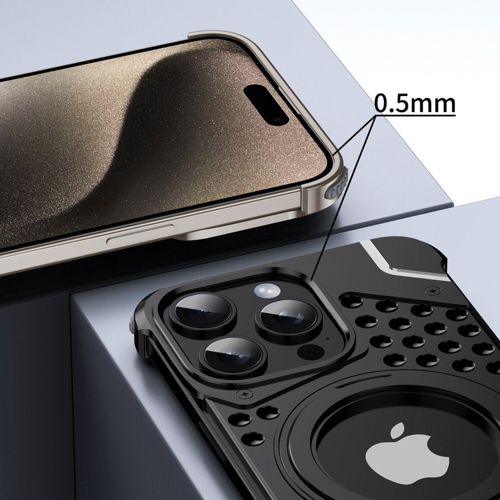 Perforated Magnetic Bracket Metal Case - iPhone