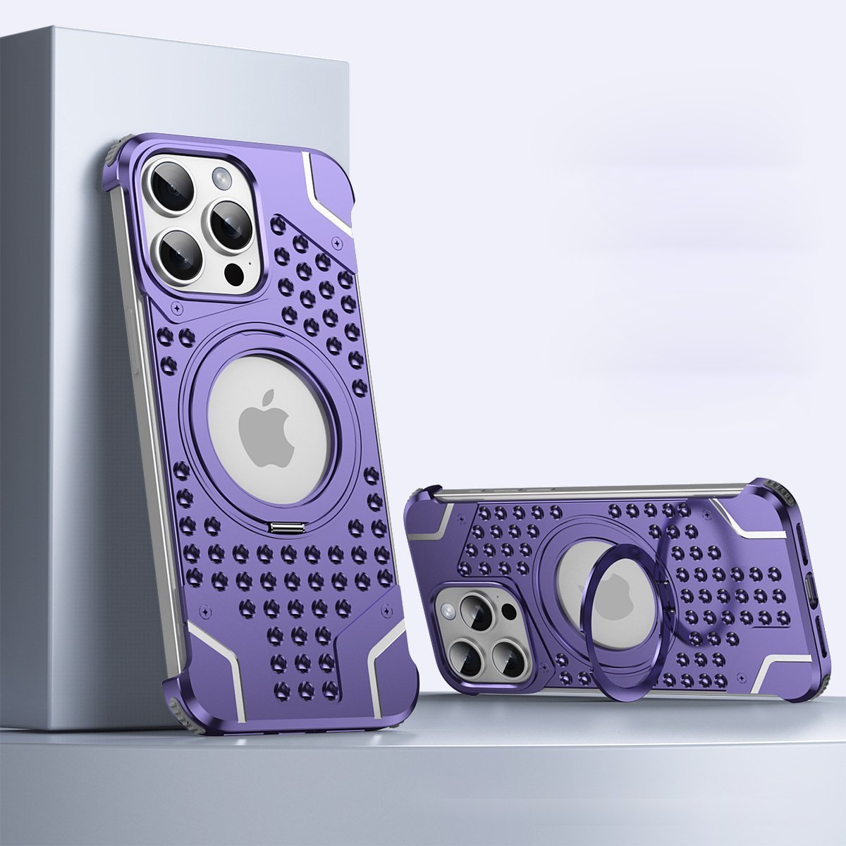 Perforated Magnetic Bracket Metal Case - iPhone