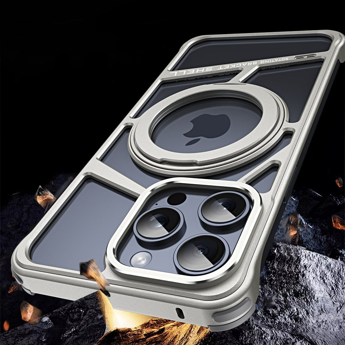 Sleek Metallic Chassis Ring Bracket Case- iPhone