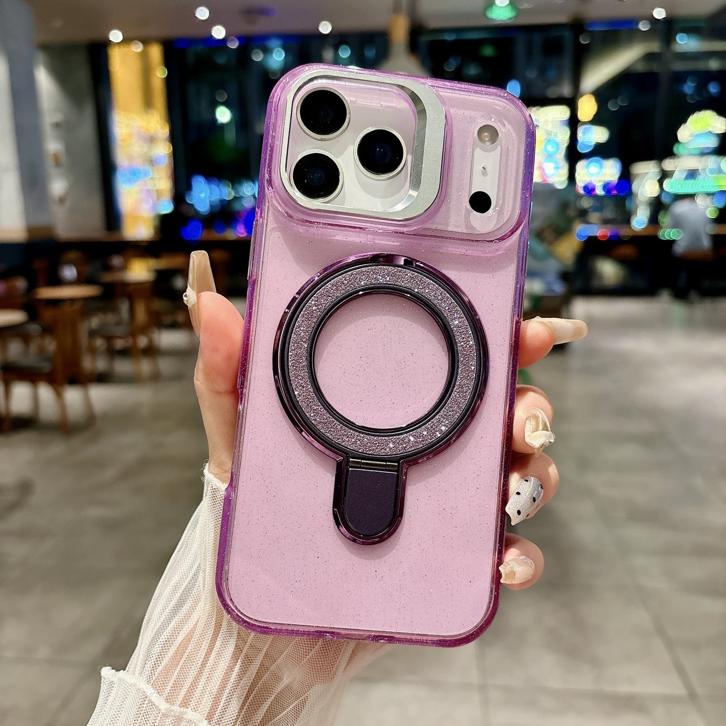 Serina Sparkling Ring Stand Glitter Case