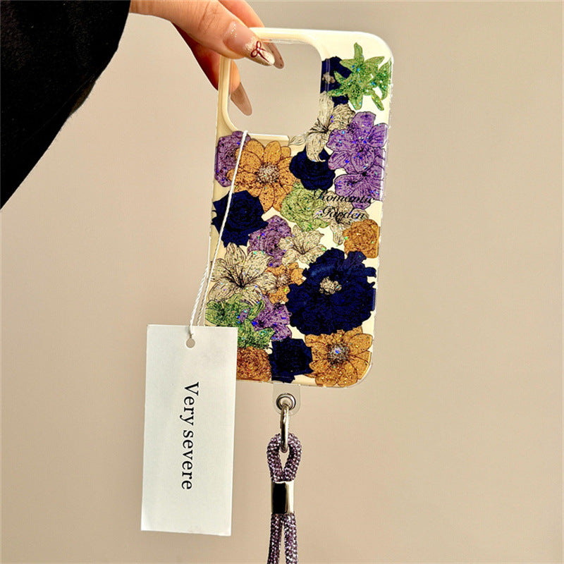 Blooming Elegance Floral  Case with Wrist Strap