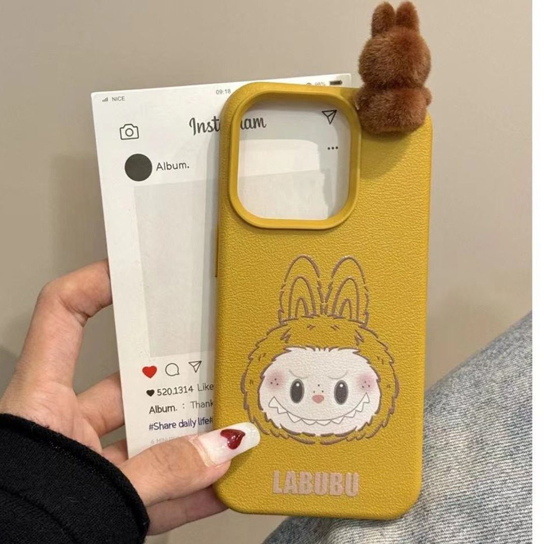 Playful Character Case with Plush Charm