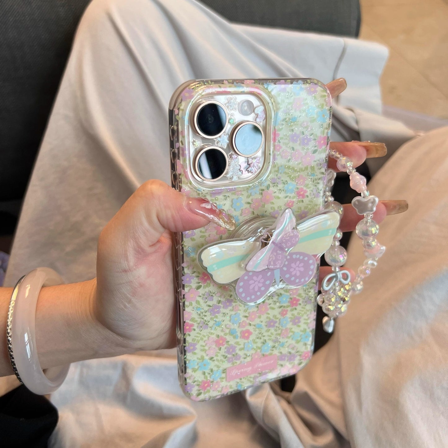 Elegant Phone Case with 3D Butterfly Gripper