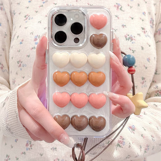 Color Heart Strap Phone Case