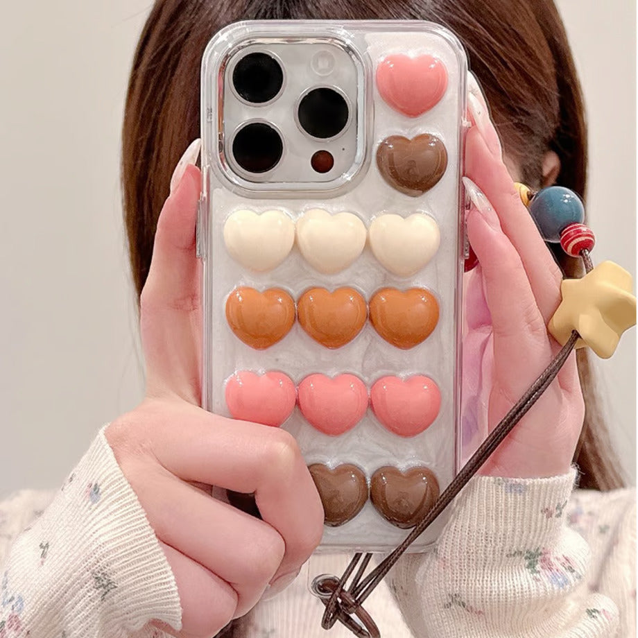 Color Heart Strap Phone Case