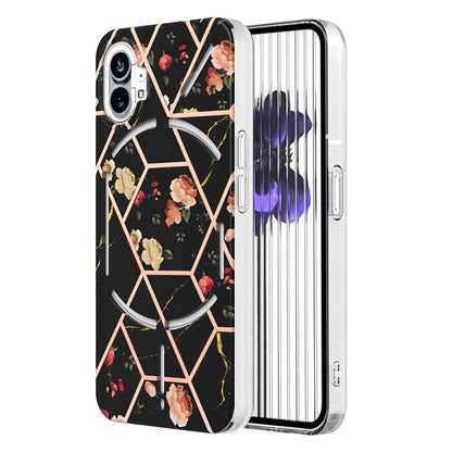 Rugged Geometric Marble Floral Case - Nothing