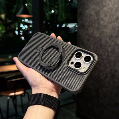 Rugged Carbon Fiber Ring Bracket Case - iPhone