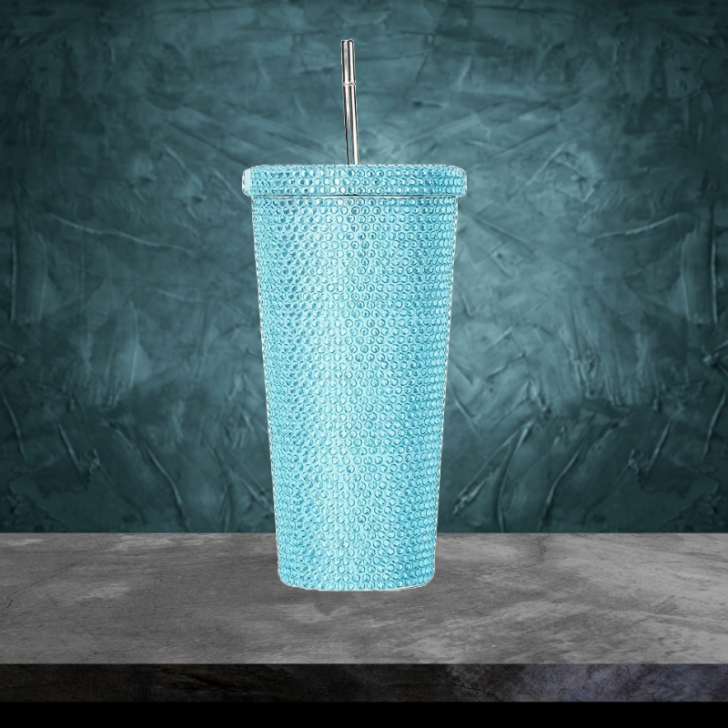 Diamond Dust Insulated Tumbler With Straw