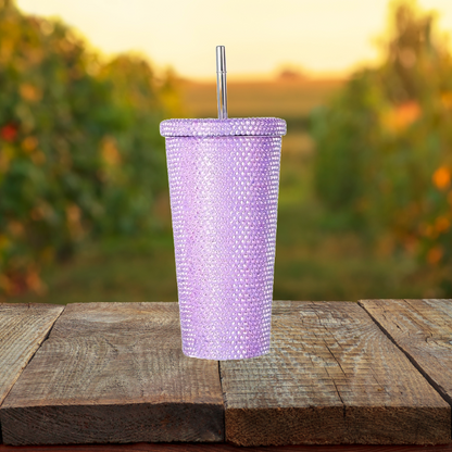 Diamond Dust Insulated Tumbler With Straw