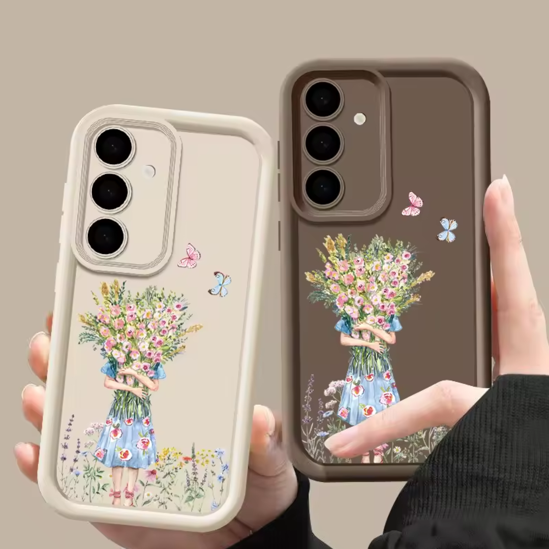 FloralShield Shockproof Bumper Case - Samsung