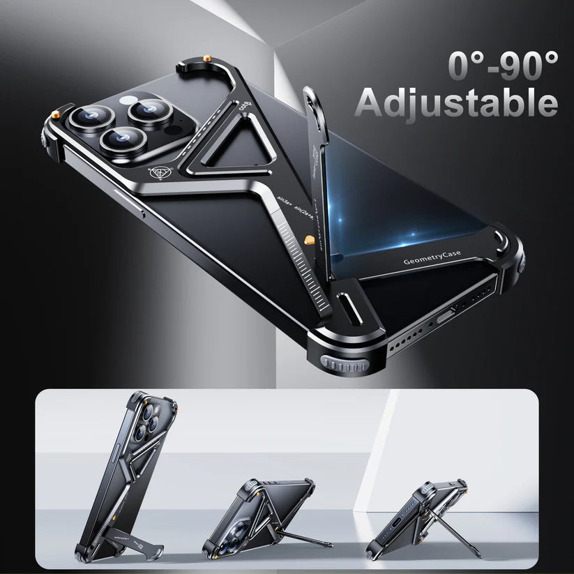 Rugged Titanium Alloy Shield Kickstand Case - iPhone