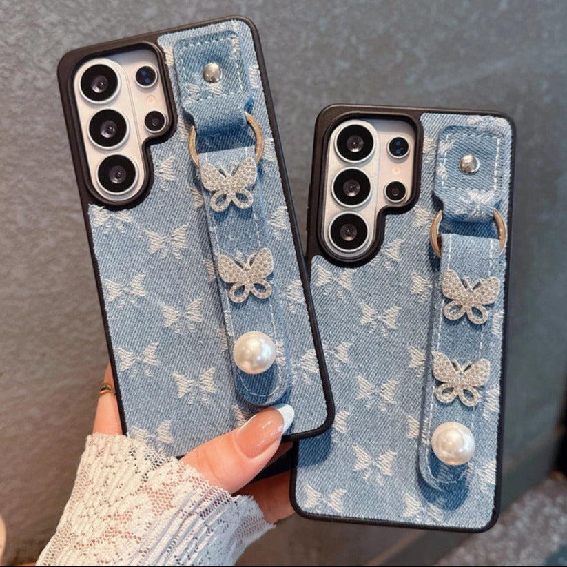 Denim Butterfly Strap Case