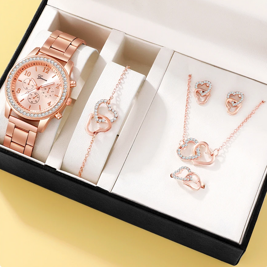 Radiant Rose Gold Watch & Heart Jewellery Collection