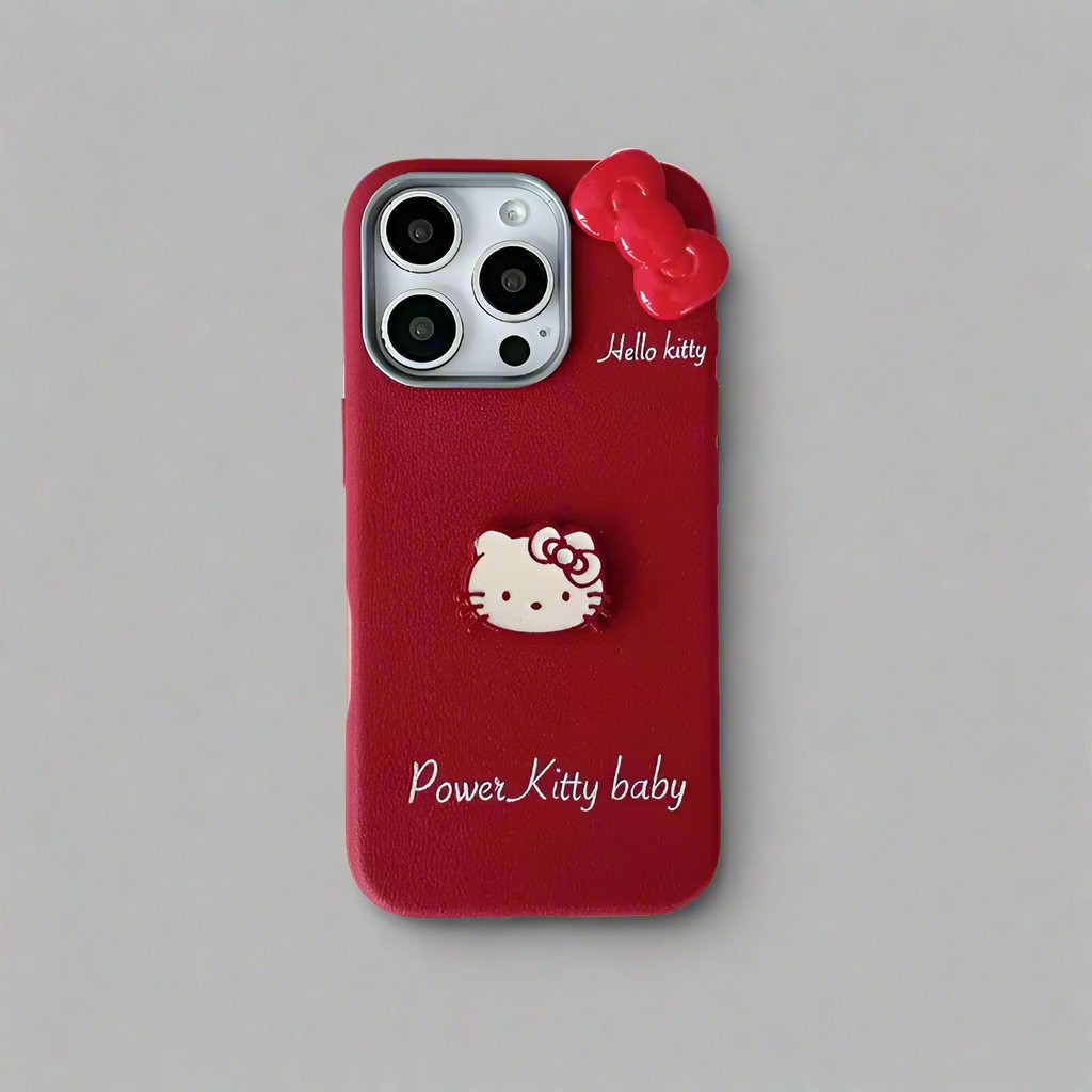 Cute 3D Hello Kitty Bow Leather Case