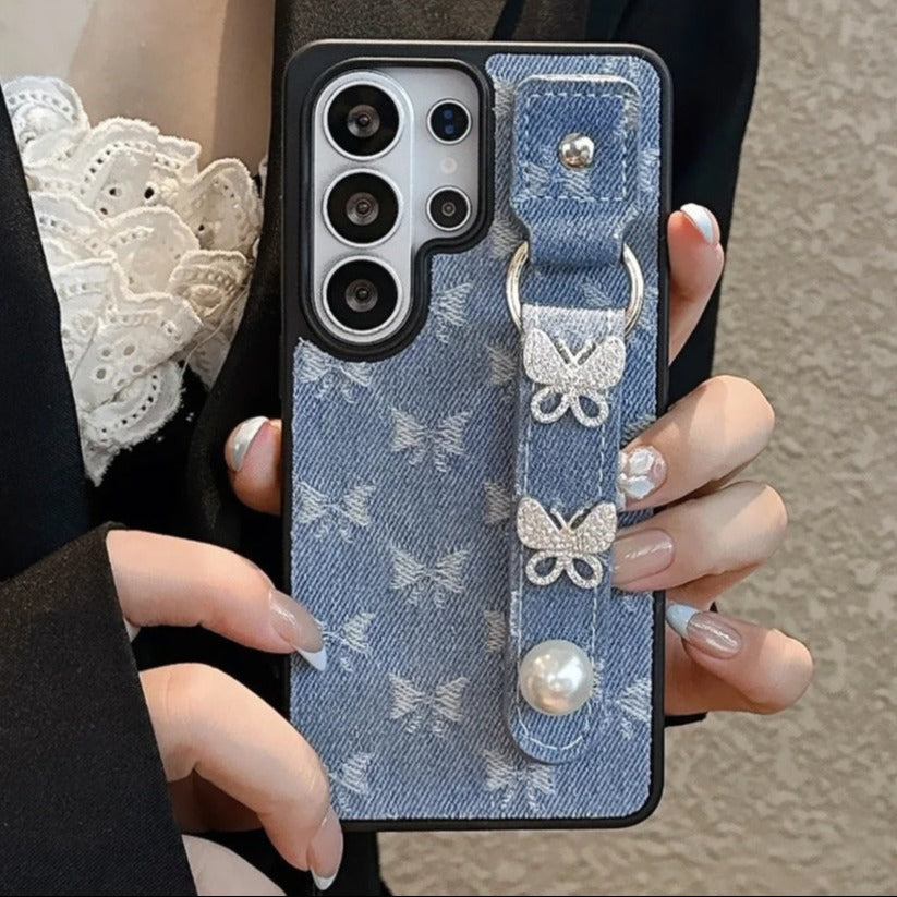 Denim Butterfly Strap Case
