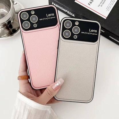 Luxury Glass Lens Window Leather Case - iPhone