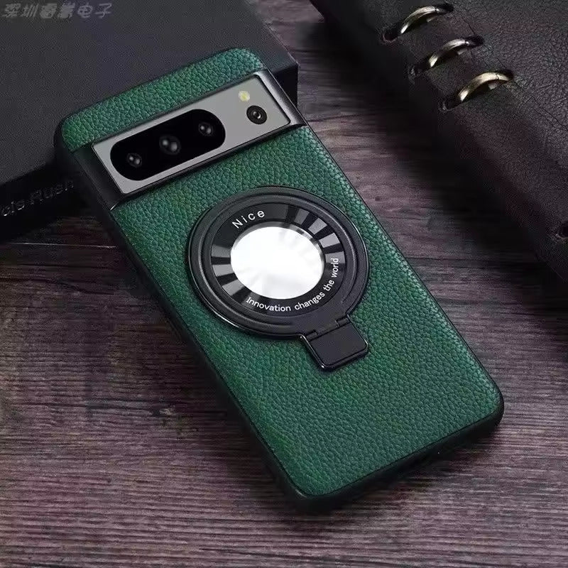 Leather Magnetic Ring Stand Phone Case - Google Pixel