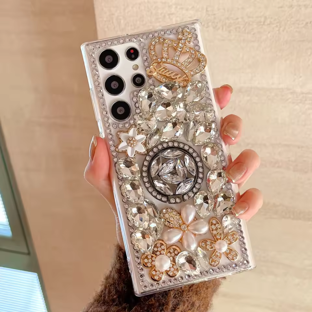 Elegant Rhinestone Crown Stand Case - Samsung