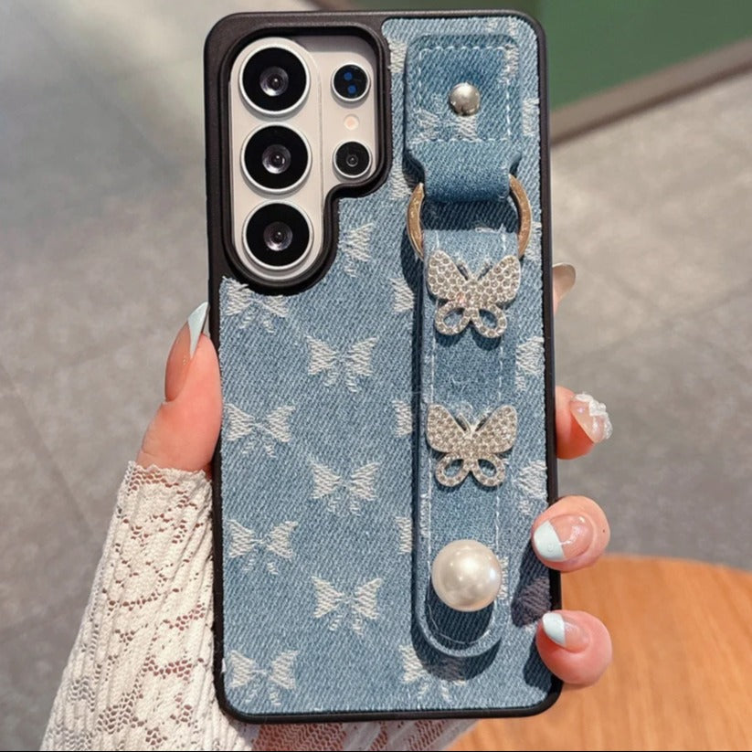 Denim Butterfly Strap Case