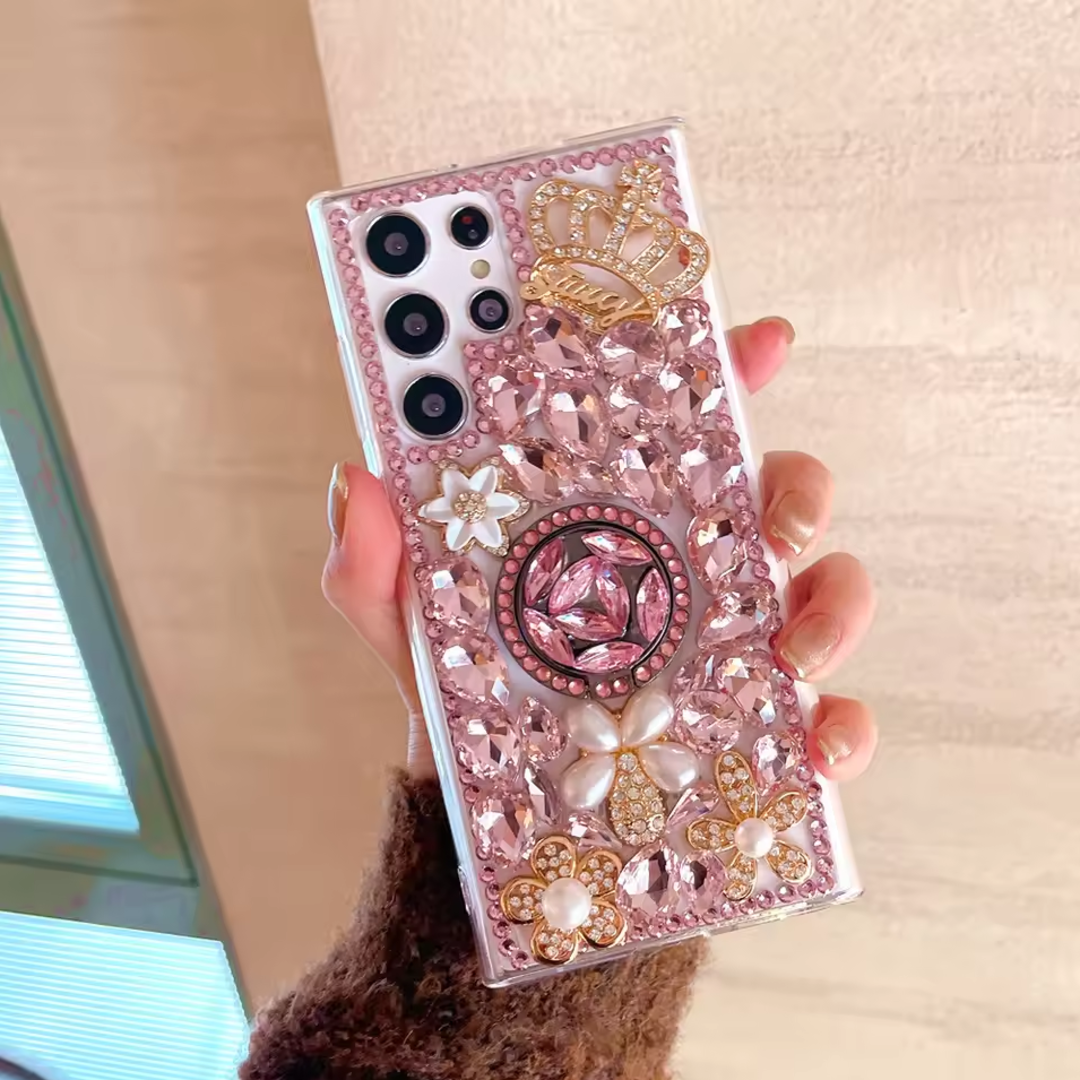 Elegant Rhinestone Crown Stand Case - Samsung