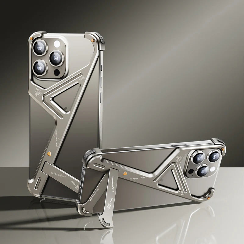 Rugged Titanium Alloy Shield Kickstand Case - iPhone