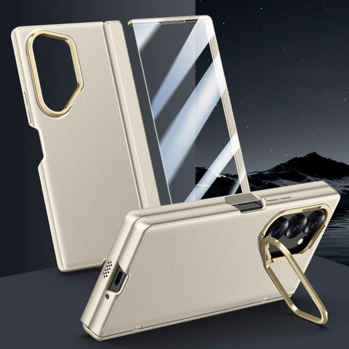 Galaxy Z Fold Series Luxury Lens Holder Leather Case