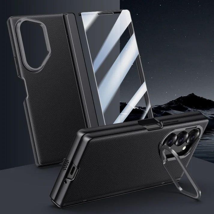 Galaxy Z Fold Series Luxury Lens Holder Leather Case