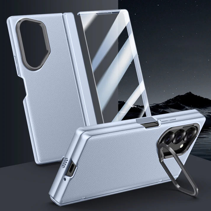 Galaxy Z Fold Series Luxury Lens Holder Leather Case