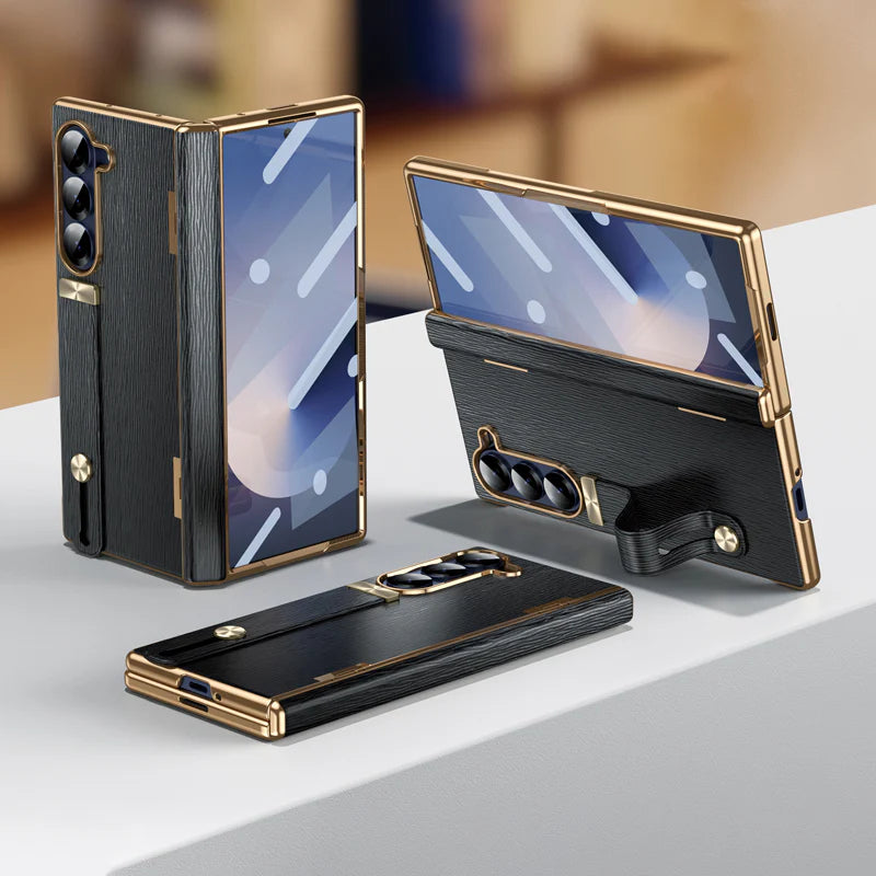 Galaxy Z Fold Series Luxury Wristband Business Leather Case