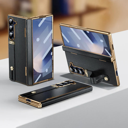 Galaxy Z Fold Series Luxury Wristband Business Leather Case