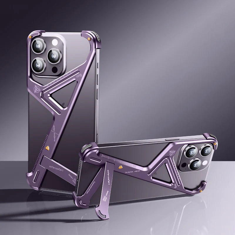 Rugged Titanium Alloy Shield Kickstand Case - iPhone