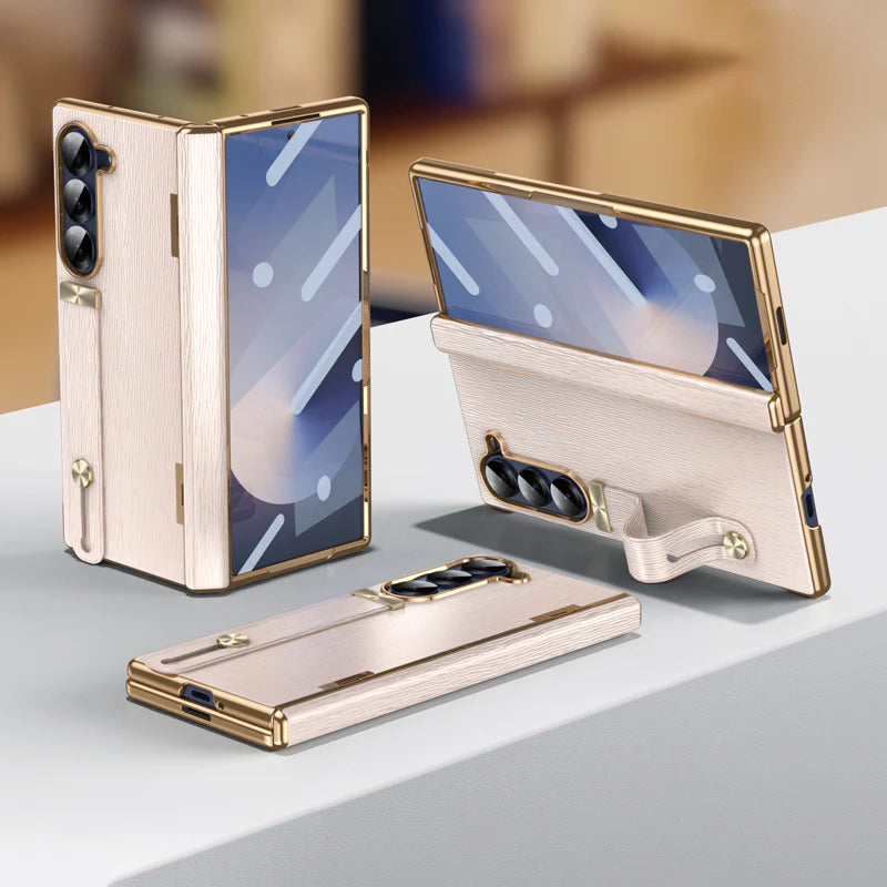 Galaxy Z Fold Series Luxury Wristband Business Leather Case