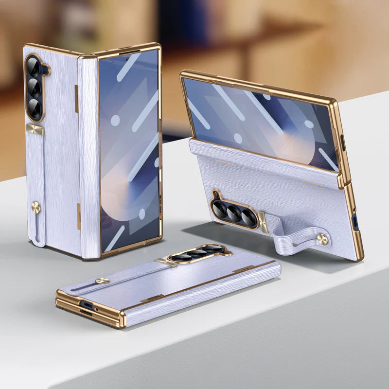 Galaxy Z Fold Series Luxury Wristband Business Leather Case