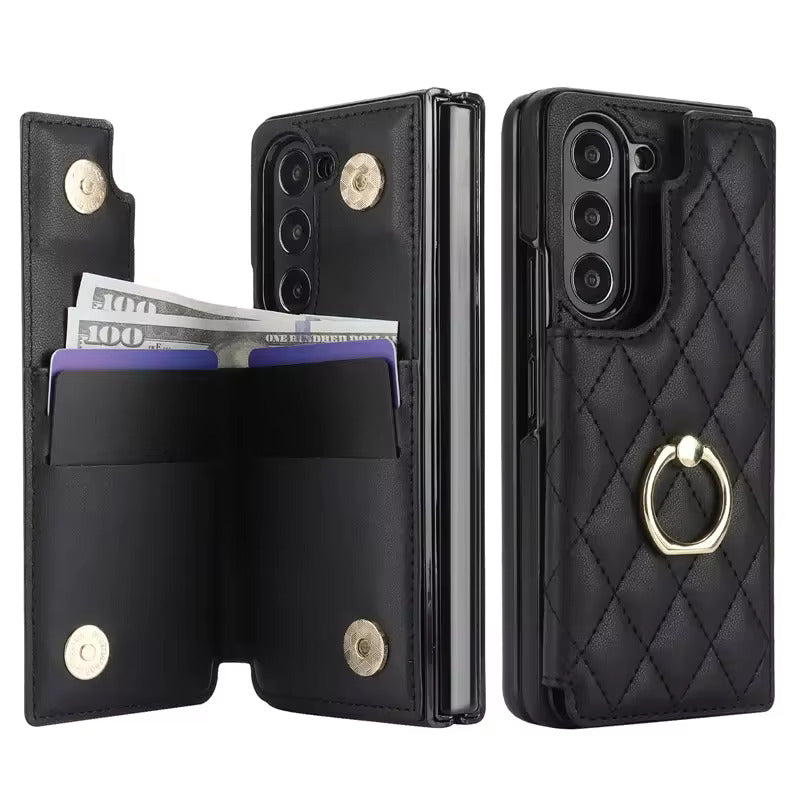 Leather Ring Wallet with Card Holder Phone Case