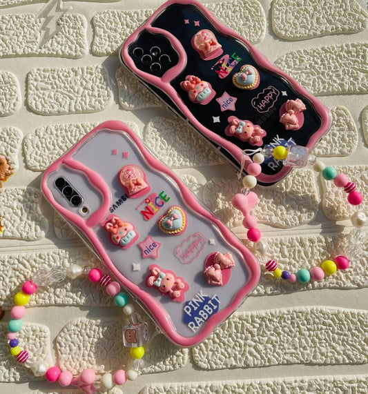 3D Pink Rabbit Cartoon Phone Case - Samsung