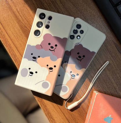 Cute Teddy Bear Printed Soft Silicone Phone Case - Samsung