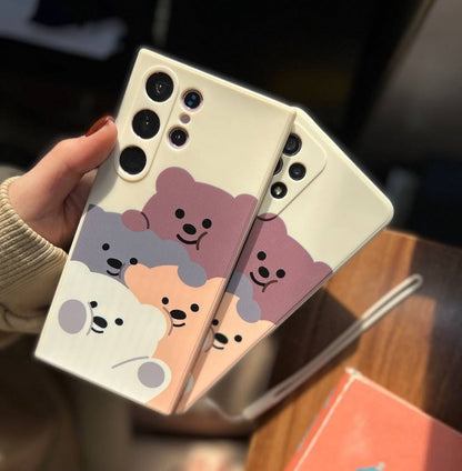 Cute Teddy Bear Printed Soft Silicone Phone Case - Samsung