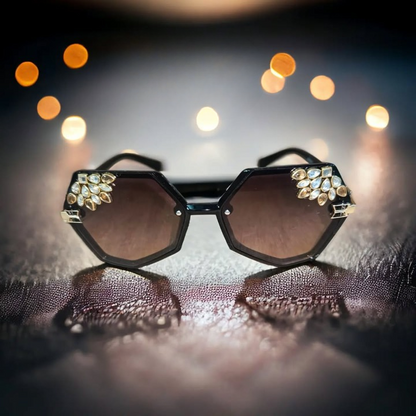 Jewel Tipped Hexagon Statement Shades