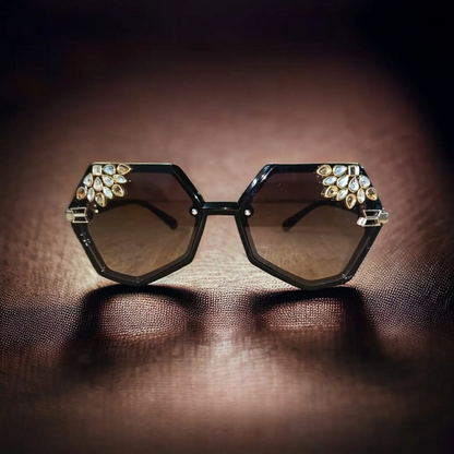 Jewel Tipped Hexagon Statement Shades