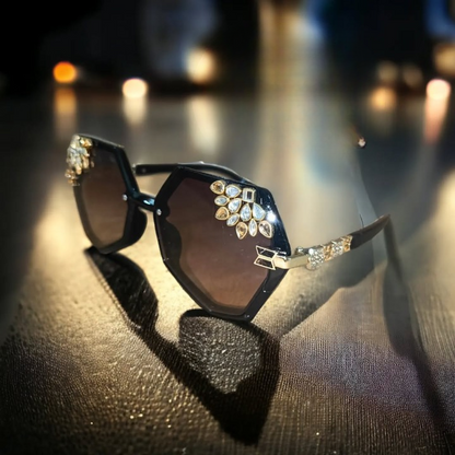 Jewel Tipped Hexagon Statement Shades