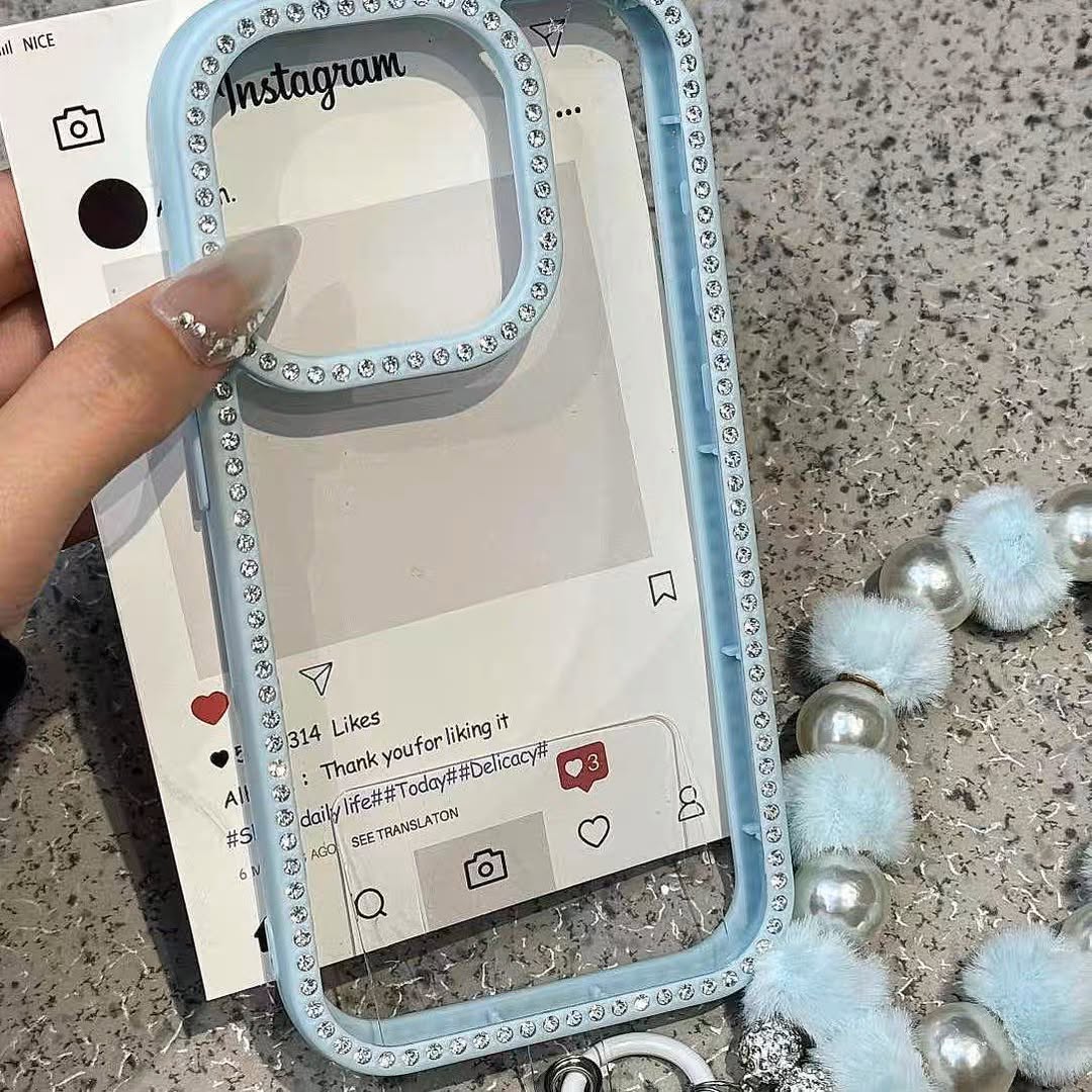 Luxury Sparkle Border Phone Case with Charm