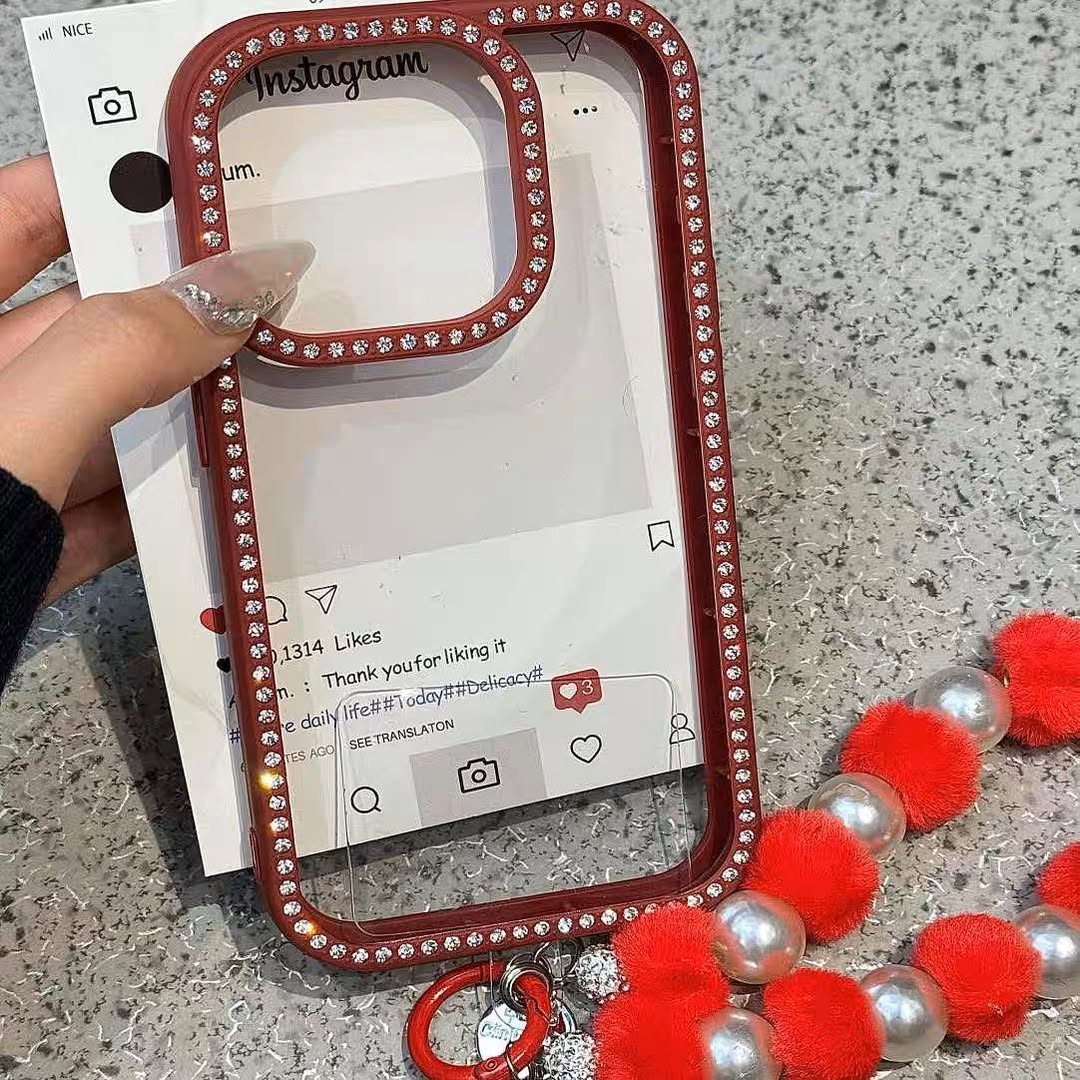 Luxury Sparkle Border Phone Case with Charm