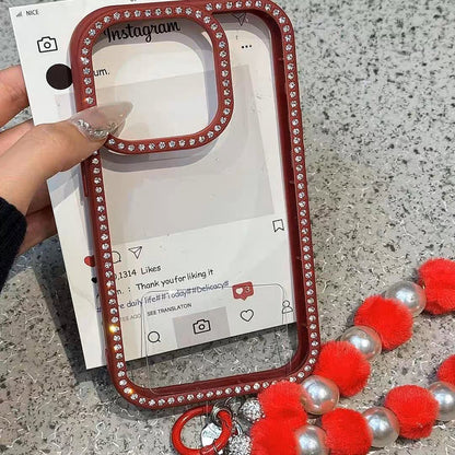 Luxury Sparkle Border Phone Case with Charm