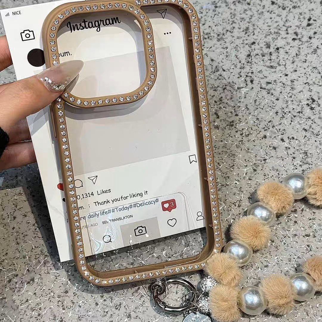 Luxury Sparkle Border Phone Case with Charm