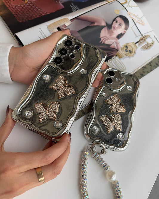 Shimmering Butterfly Case With Charm - Samsung