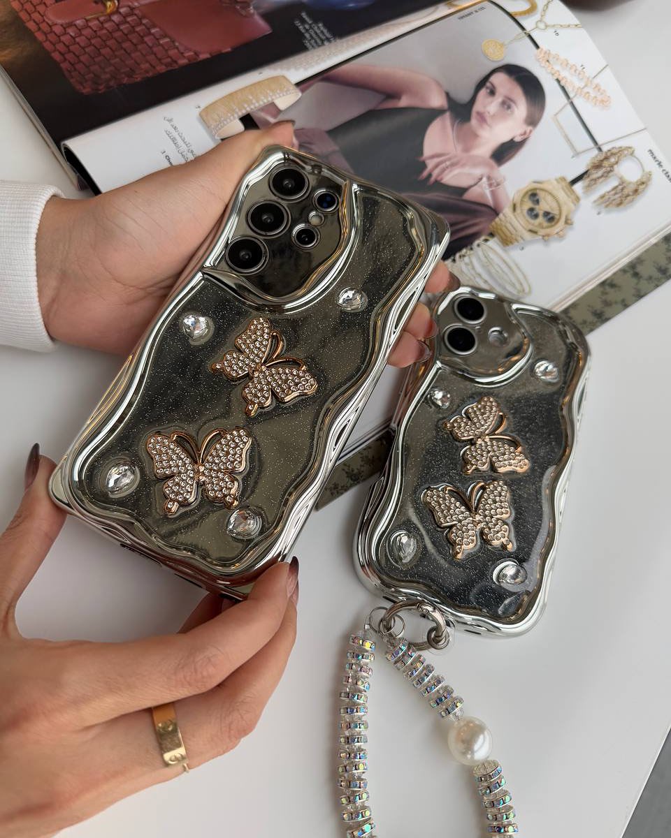 Shimmering Butterfly Case With Charm - Samsung