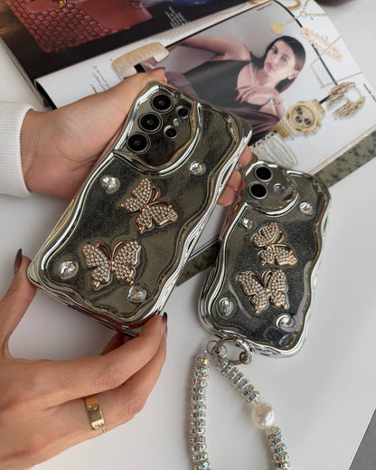 Shimmering Butterfly Case With Charm - Samsung