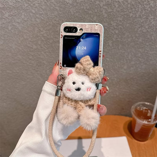 Cute Fluffy Bear Case with Strap - Samsung