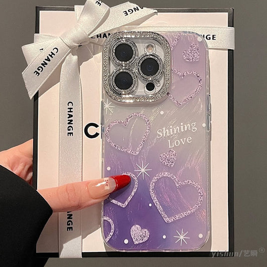 Shining Love Glitter Heart Case